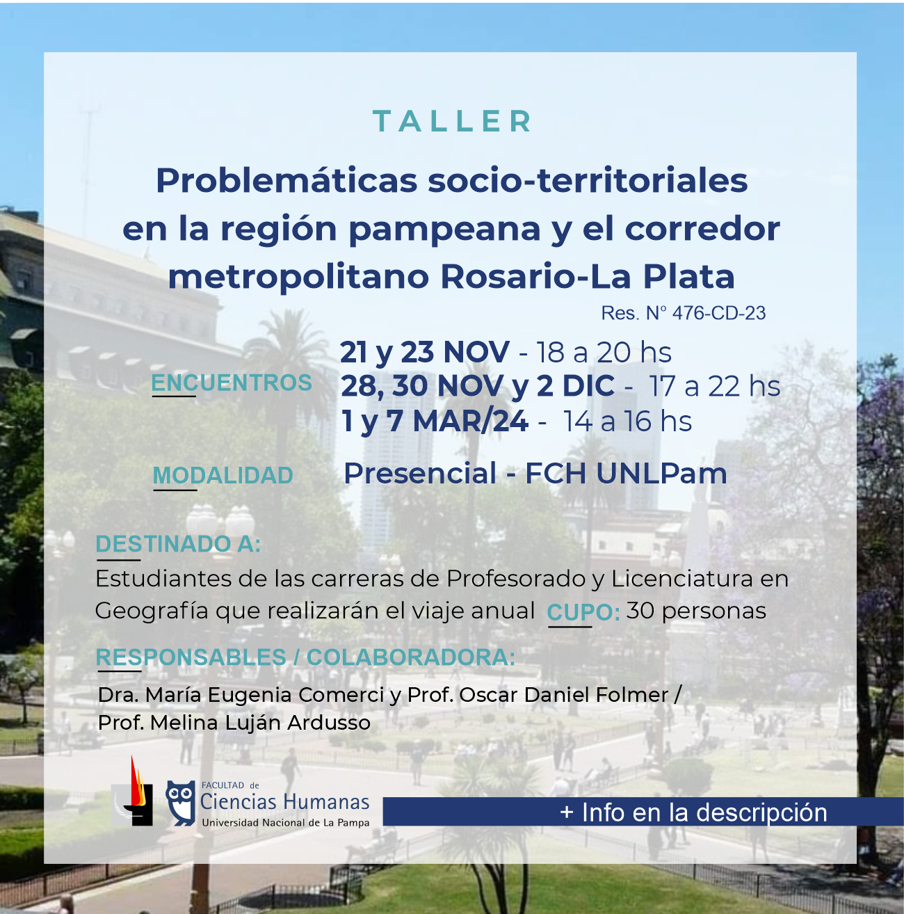 Taller extracurricular de grado: Problemáticas socio-territoriales en la región pampeana y el corredor metropolitano Rosario-La Plata